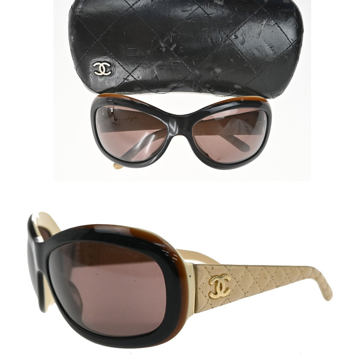 CHANEL CC Matelasse Sunglasses Eye Were 5116-Q Plastic Leather BN BE 63RL855