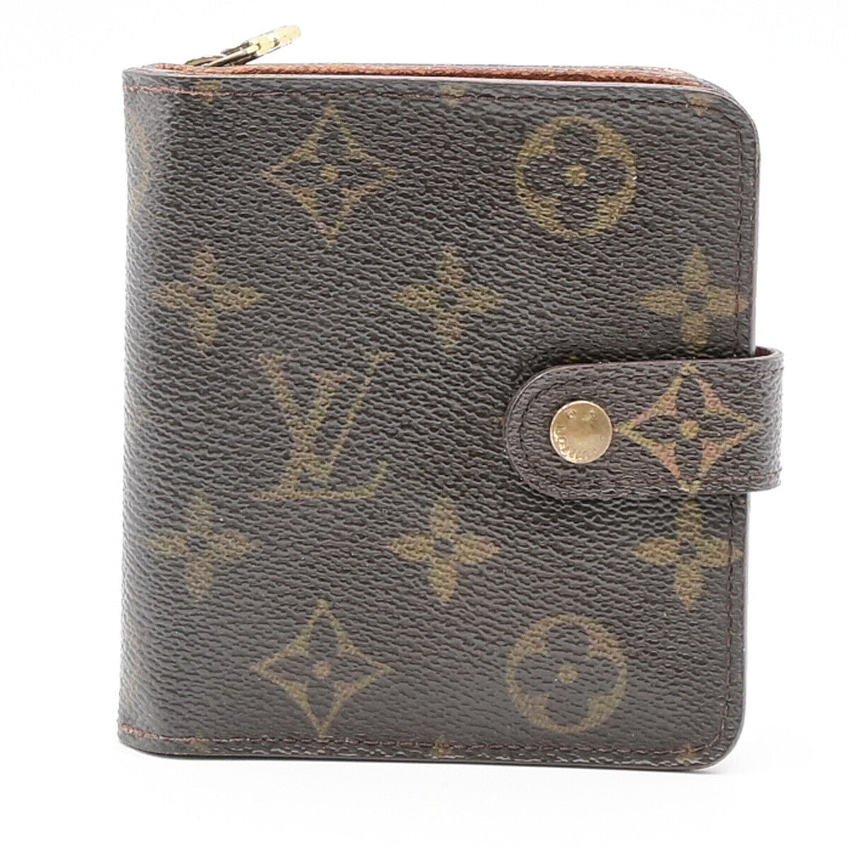 LOUIS VUITTON Compact Zip Bifold Wallet Monogram Leather Brown M61667 08YE810