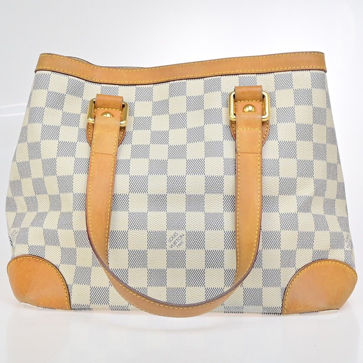 LOUIS VUITTON Hampstead PM Shoulder Bag Damier Azur Leather White N51207 16KA486