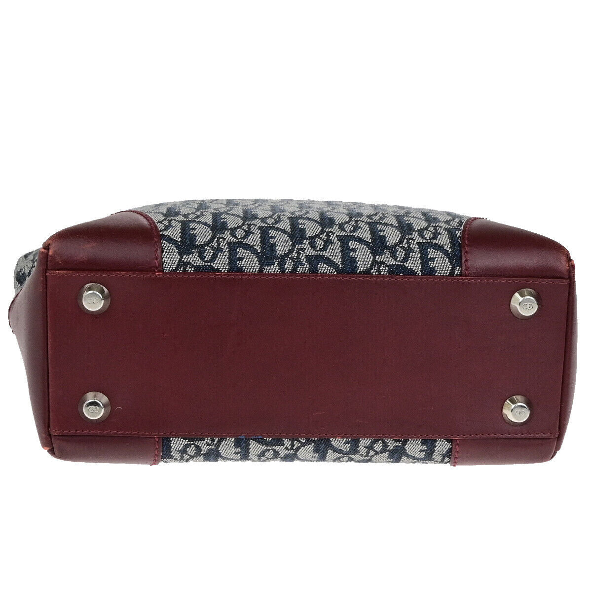 CHRISTIAN DIOR Trotter Pattern Hand Bag Canvas Leather BY Blue SHW 16YG692