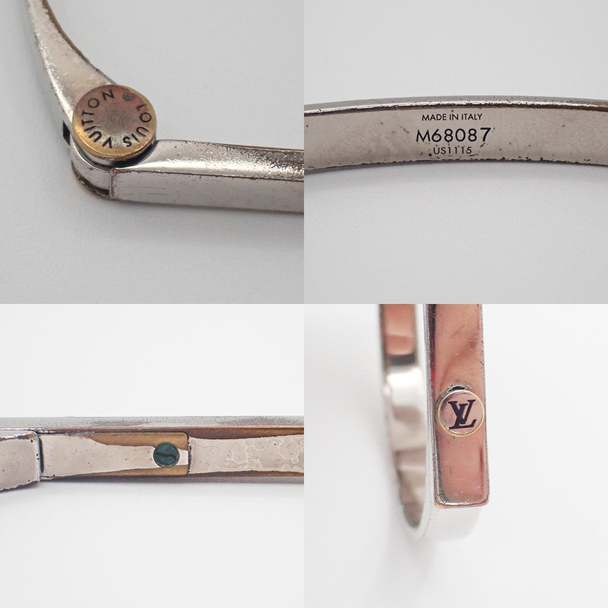 LOUIS VUITTON LV Lock Bracelet  Silver Metal Italy M68087 07KD100
