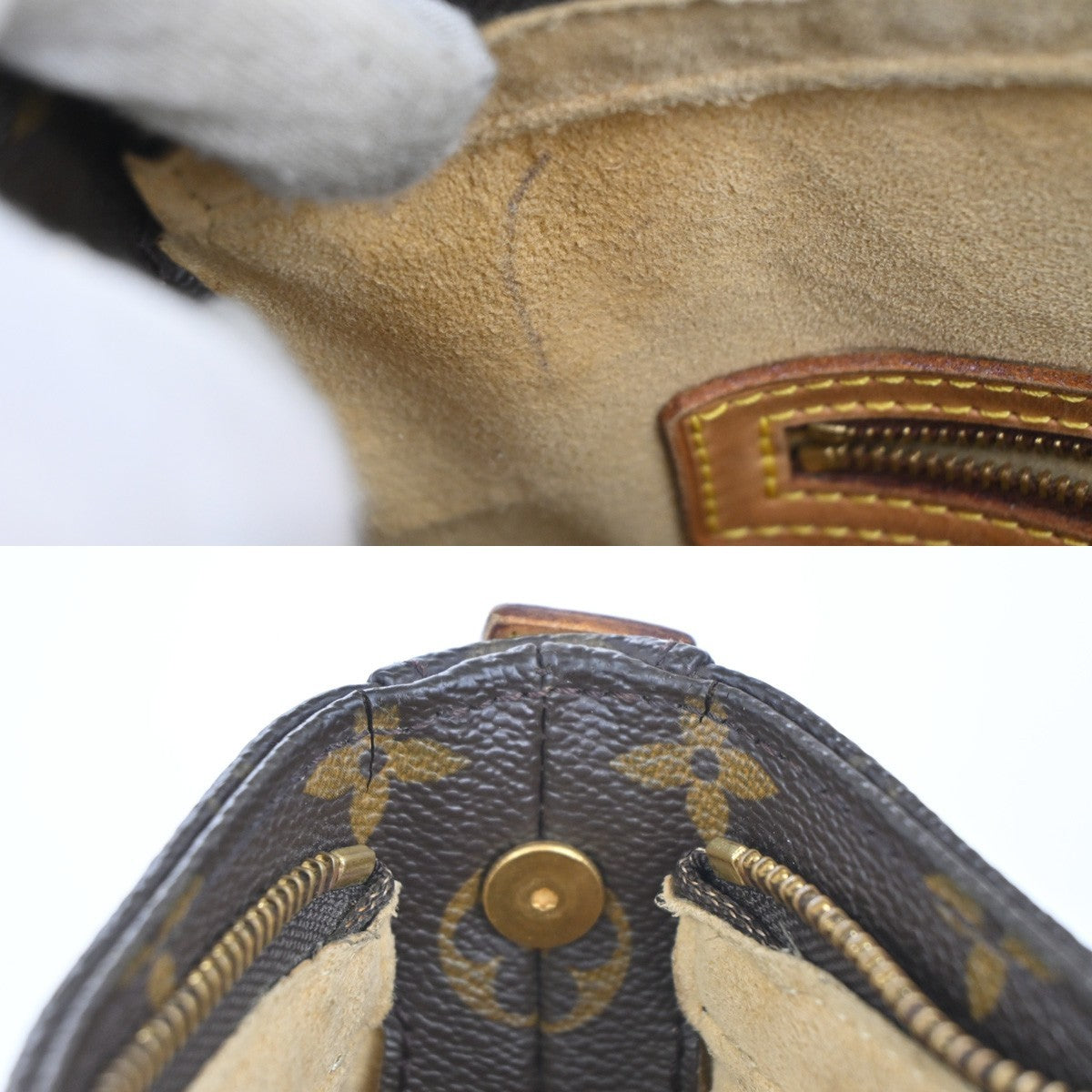 LOUIS VUITTON Logo Looping GM Shoulder Bag Monogram Leather Brown M51145 36MA043
