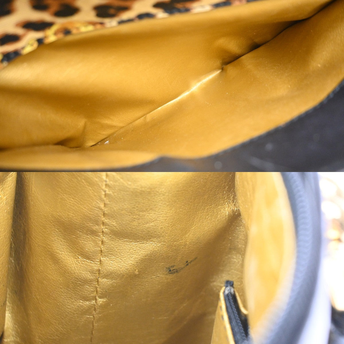 GIANNI VERSACE Logo Hand Bag Canvas Leather Yellow Black Italy GHW 30MA670