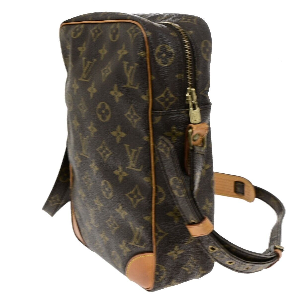 LOUIS VUITTON Logo Danube MM Shoulder Bag Monogram Leather Brown M45264 31ED451