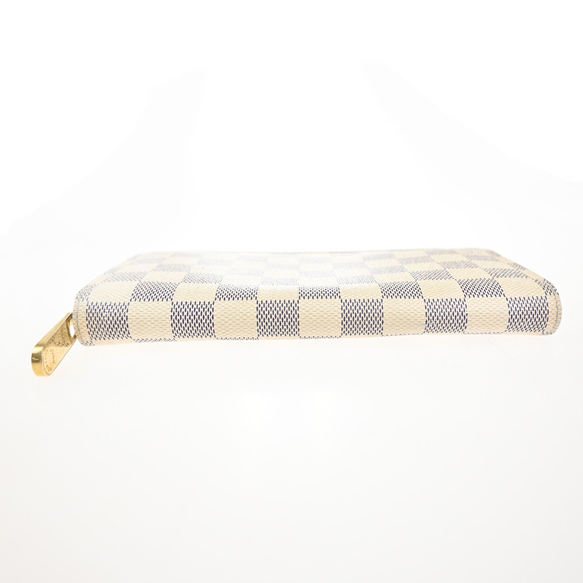 LOUIS VUITTON Zippy Long Wallet Damier Azur Leather White Spain N60019 82MA354