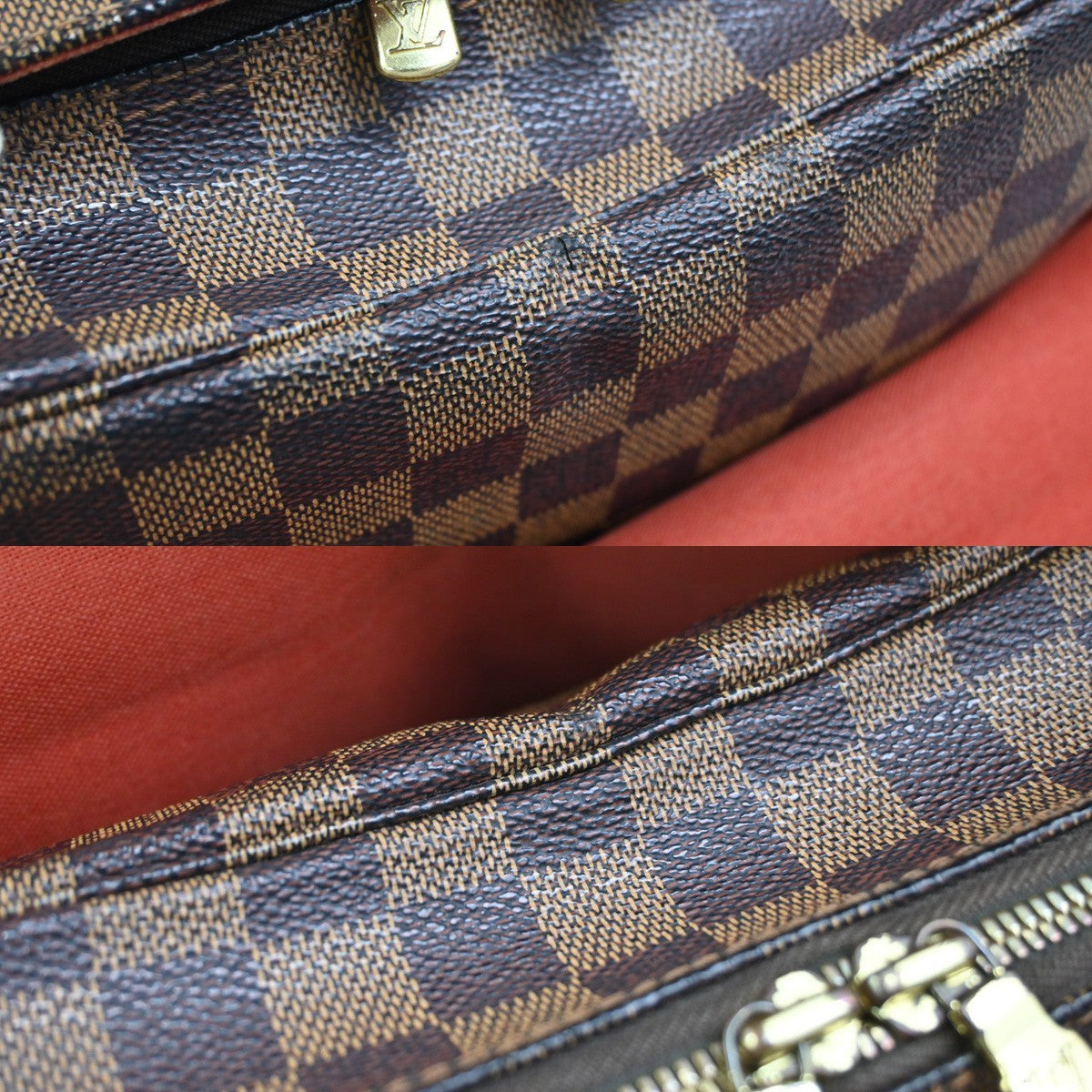LOUIS VUITTON Naviglio Shoulder Bag Damier Ebene Leather Brown N45255 76YJ038