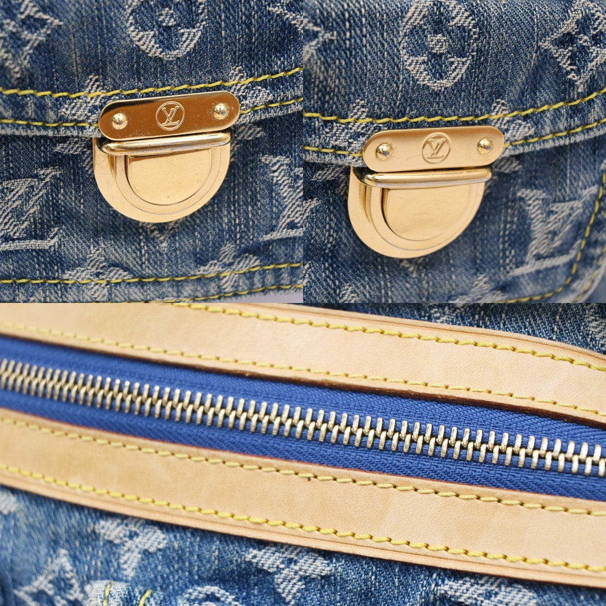 LOUIS VUITTON Buggy PM Shoulder Bag Monogram Denim Leather Blue M95049 49KB529
