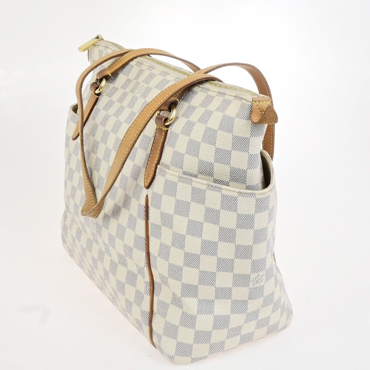 LOUIS VUITTON Totally MM Shoulder Bag Damier Azur Leather White N51262 20FA324
