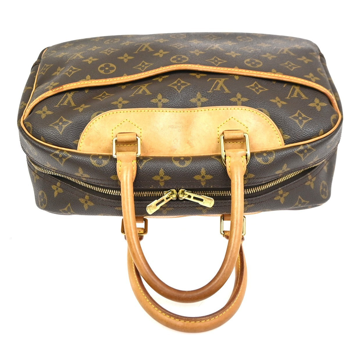 LOUIS VUITTON LV Logo Deauville Hand Bag Monogram Leather Brown M47270 75KC833