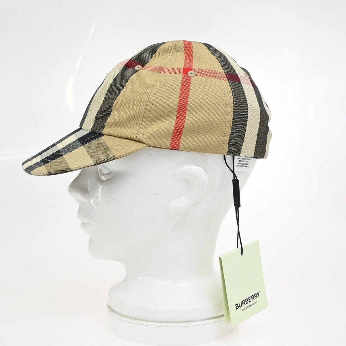 BURBERRY Logo Nova Check Baseball Hat Cap Size M Cotton Brown 69RF256
