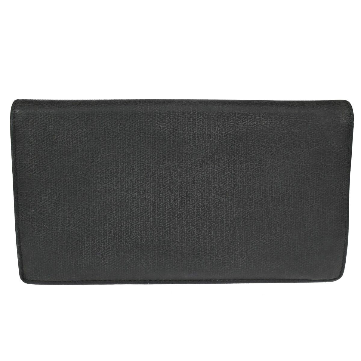 CHANEL CC Logo Long Bifold Wallet Purse Leather Black GHW Made in Spain 60EA118