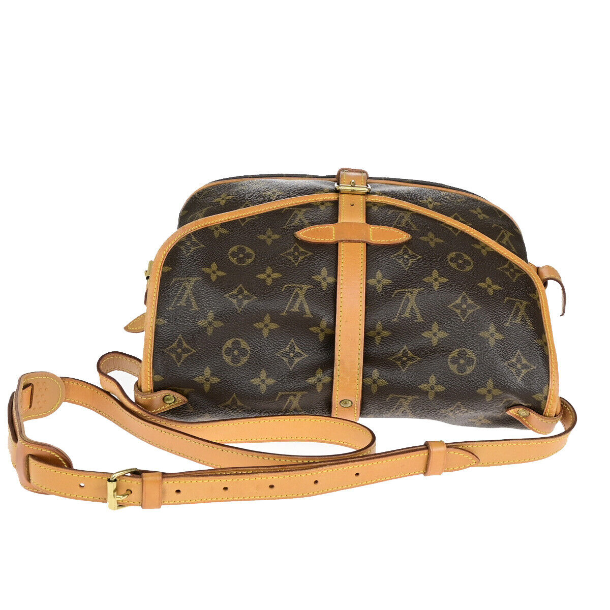 LOUIS VUITTON Logo Saumur 30 Shoulder Bag Monogram Leather Brown M42256 18YF645