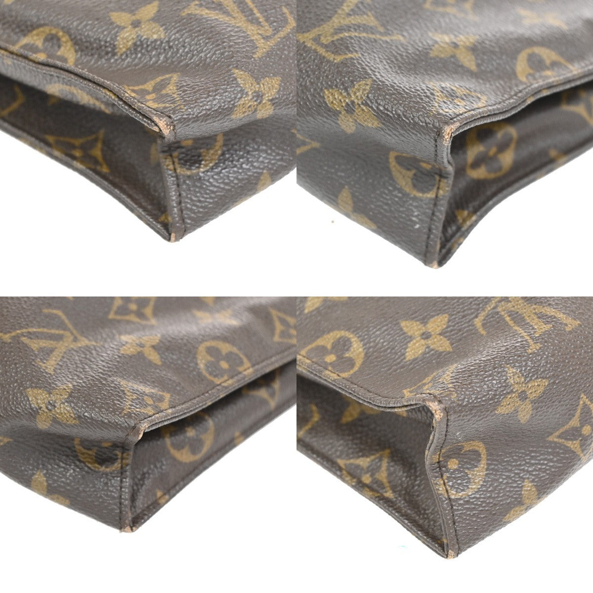 LOUIS VUITTON 2 Set Poche Toilette 26 Clutch Bag Monogram Leather Brown 02CA916