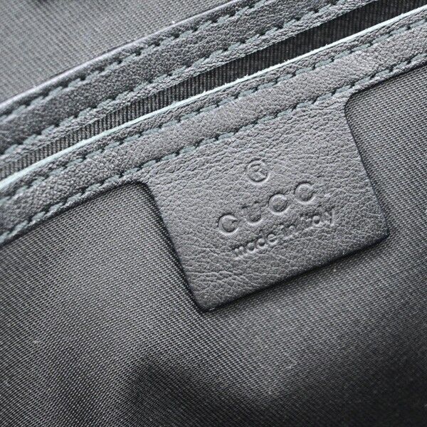 GUCCI GG Pattern Crystal Shoulder Bag Coating Canvas Leather Black 82EC973