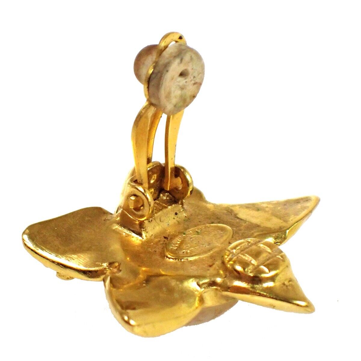 CHANEL CC Star Earrings 96P Clip-On Imitation Pearl GHW France Vintage 80RH409
