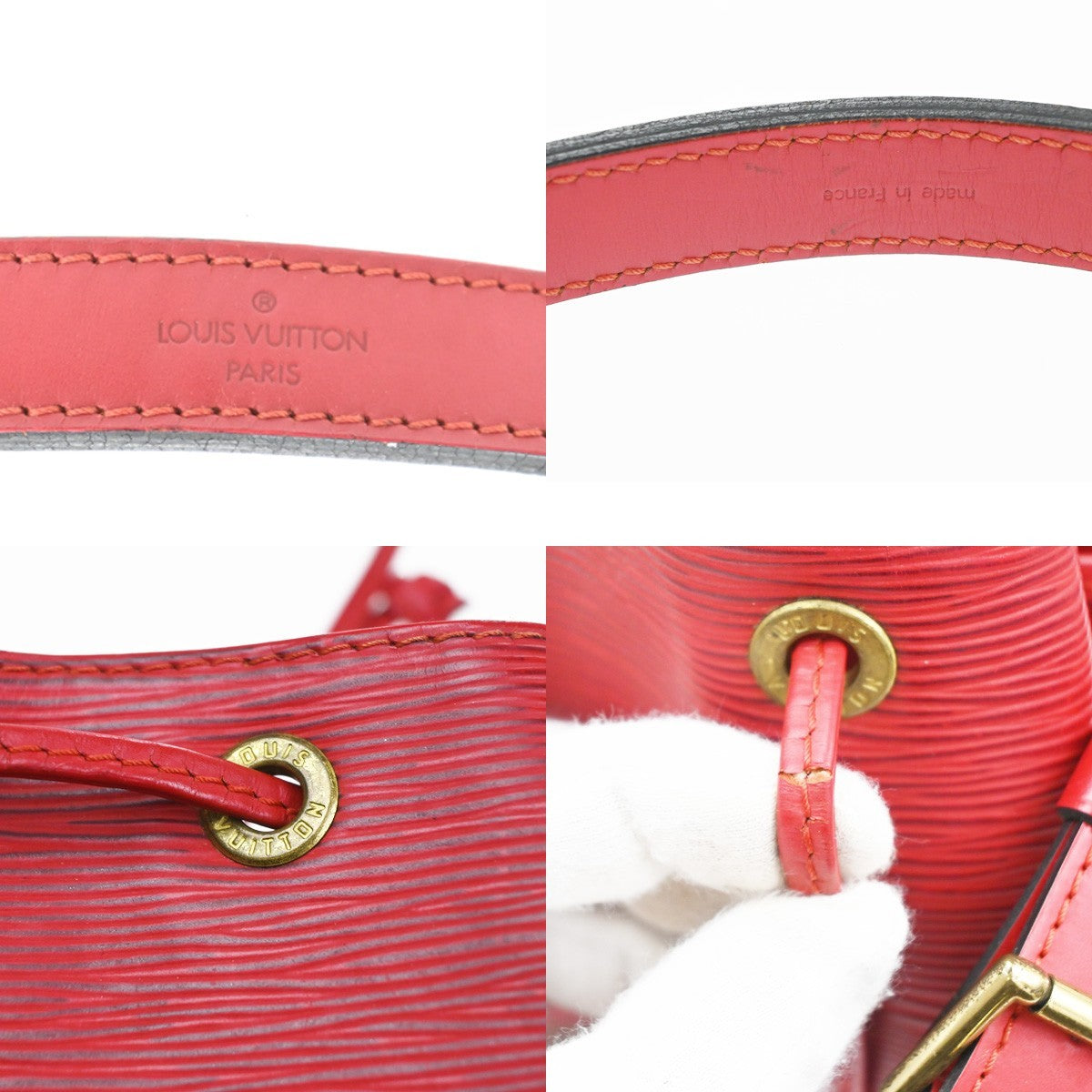 LOUIS VUITTON Petit Noe Drawstring Shoulder Bag Epi Leather Red M44107 82CA882