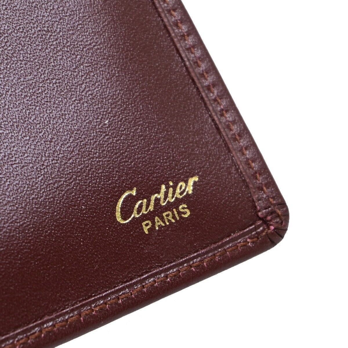 Must De Cartier 2C Logo Vertical Long Bifold Wallet Leather Bordeaux 09EB804