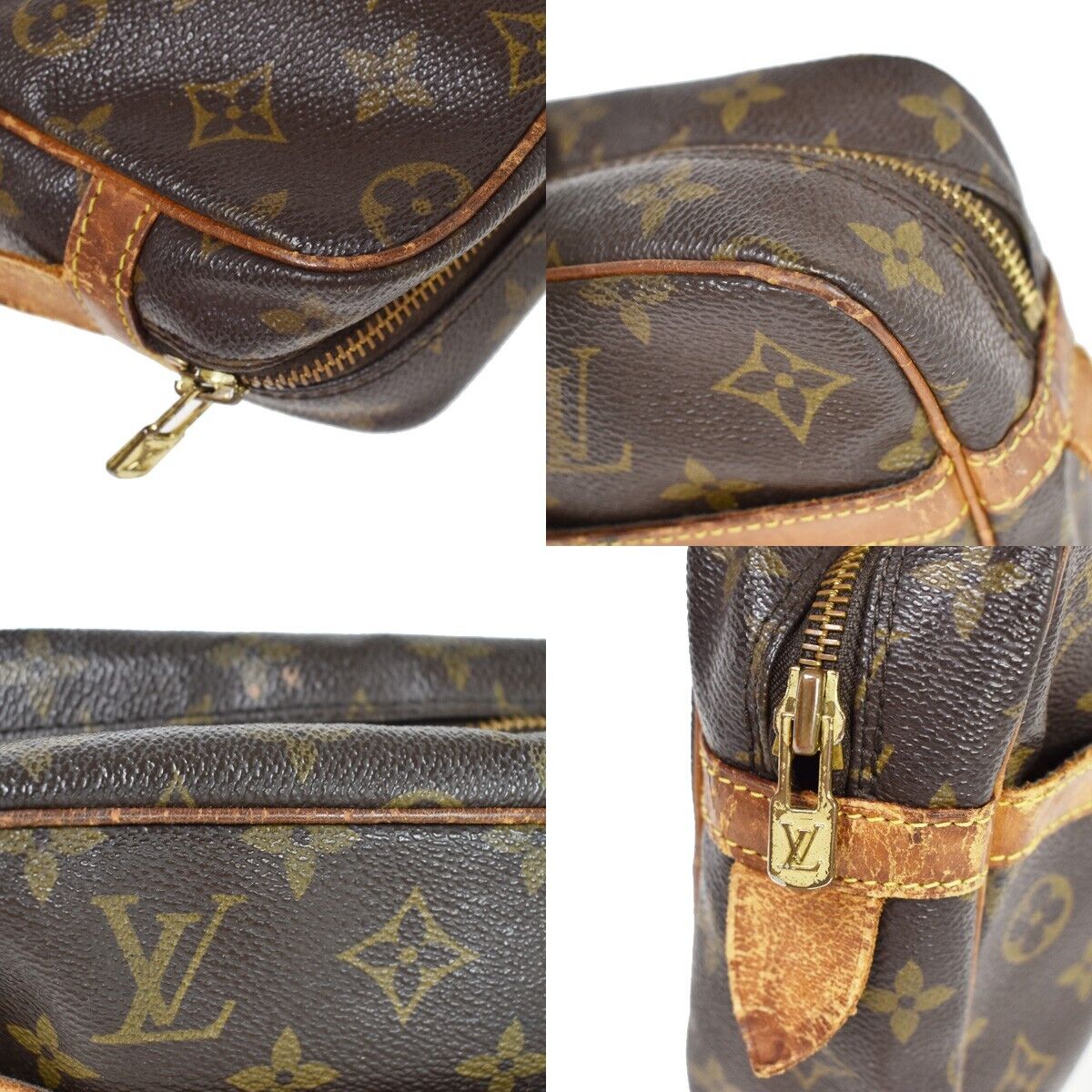 LOUIS VUITTON Compiegne 28 Clutch Bag Monogram Leather Brown GHW M51845 65EA823