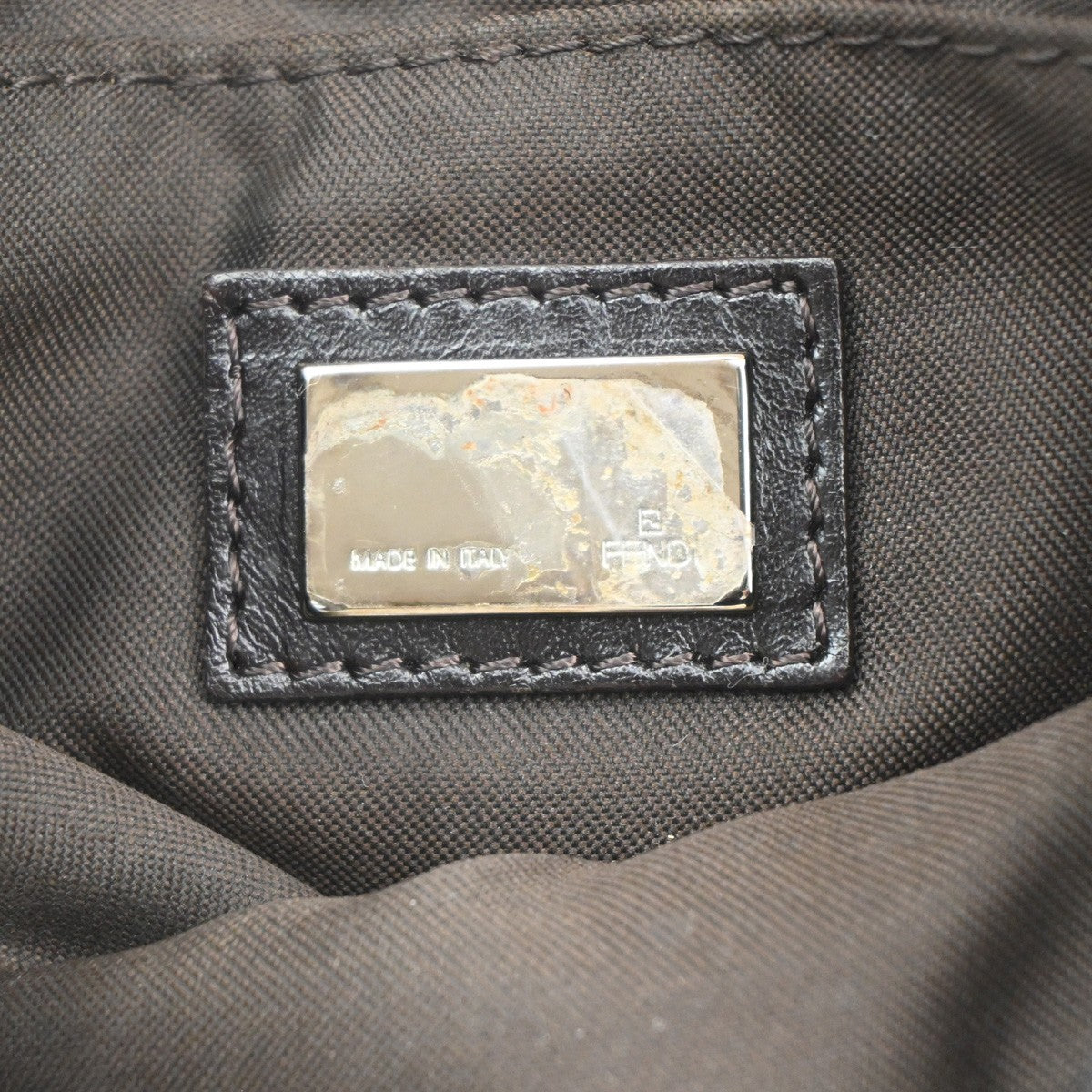 FENDI Logo Zuccino Flap Shoulder bag Canvas Leather Blue SHW Italy 85MA113