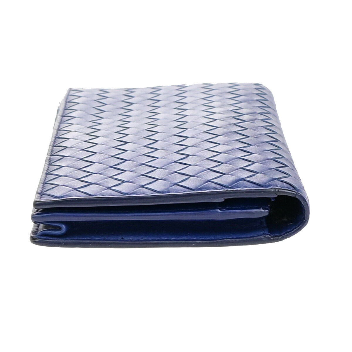 BOTTEGA VENETA Logo Intrecciato Long Bifold Wallet Leather Blue SHW 39SJ343