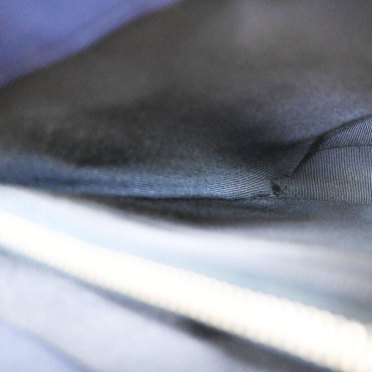 CHANEL CC Logo Metal Handle Hand Tote Bag Nylon Leather Blue Silver 35KA012