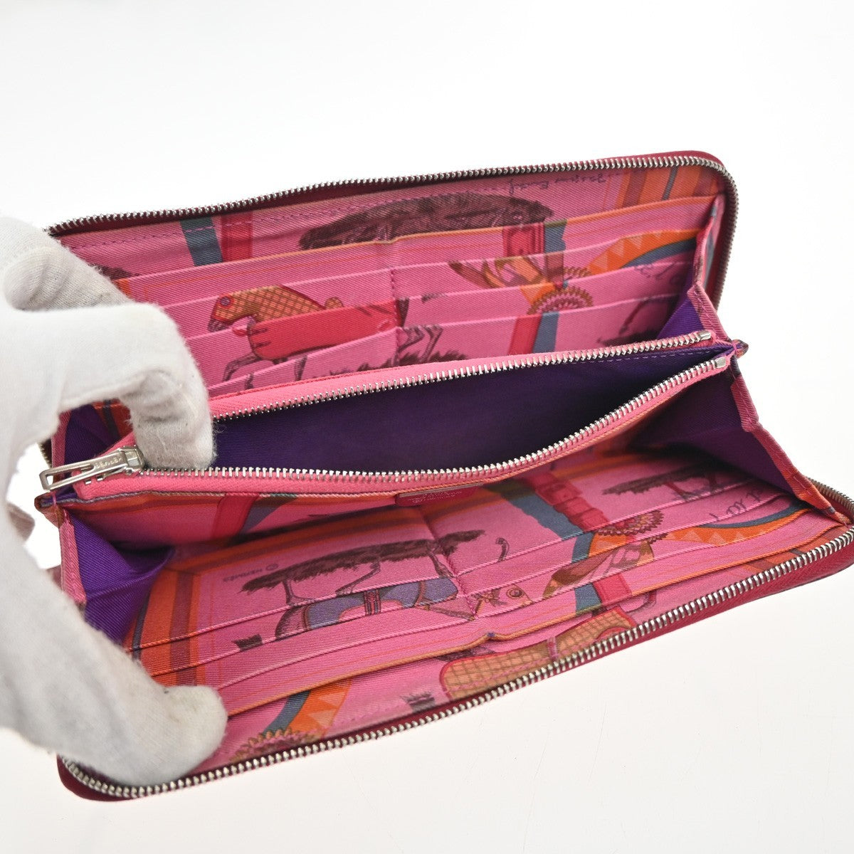HERMES Azap Silk In Long Wallet Epsom Leather Red SHW France 35KC599