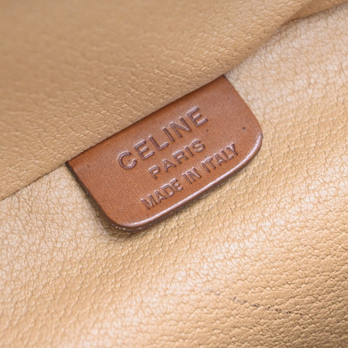 CELINE Logo Macadam Pattern Vanity Hand Bag PVC Leather Brown GHW Italy 63KP120