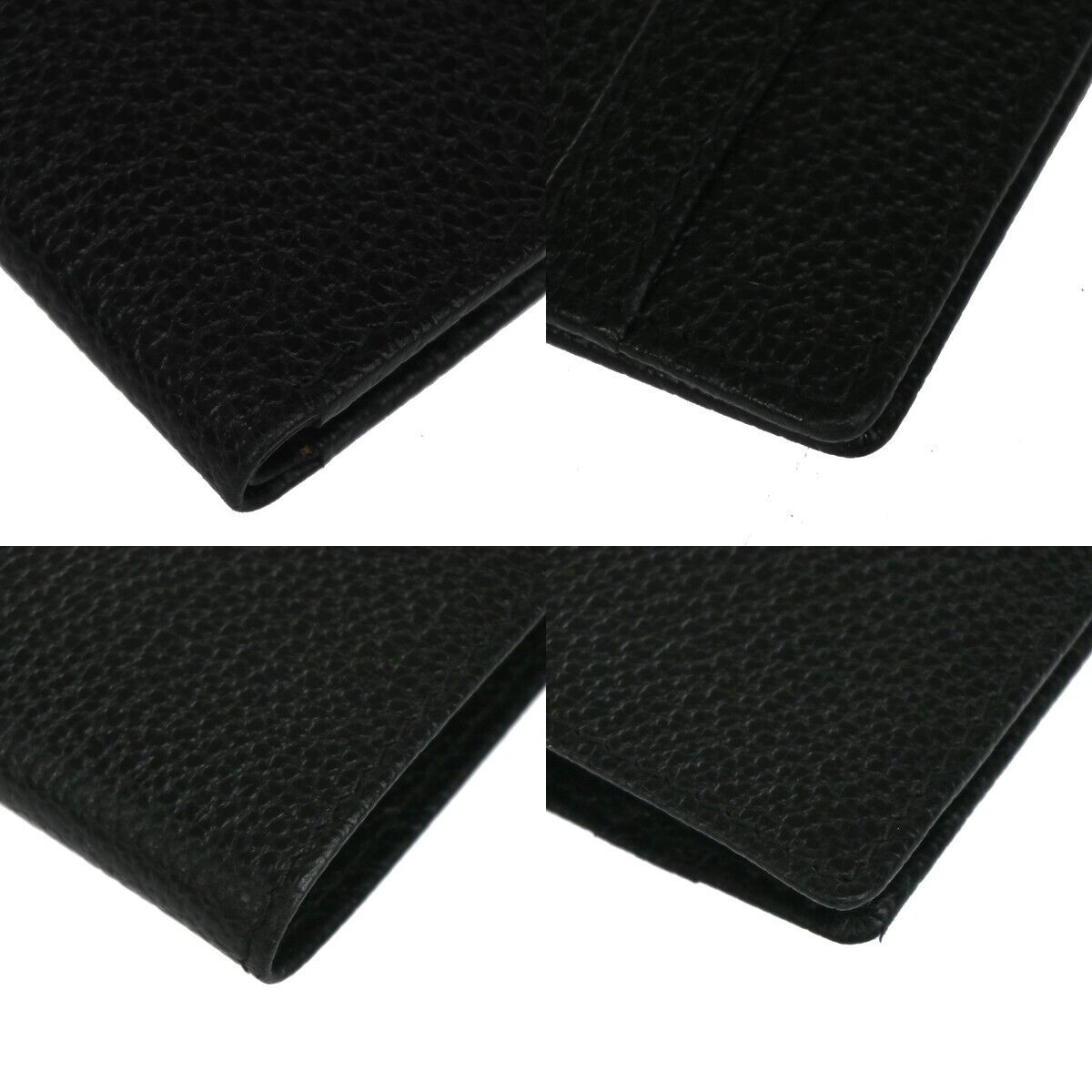 CHRISTIAN DIOR Logo Bifold Wallet Purse Leather Black Gold-Plated Spain 02EA091