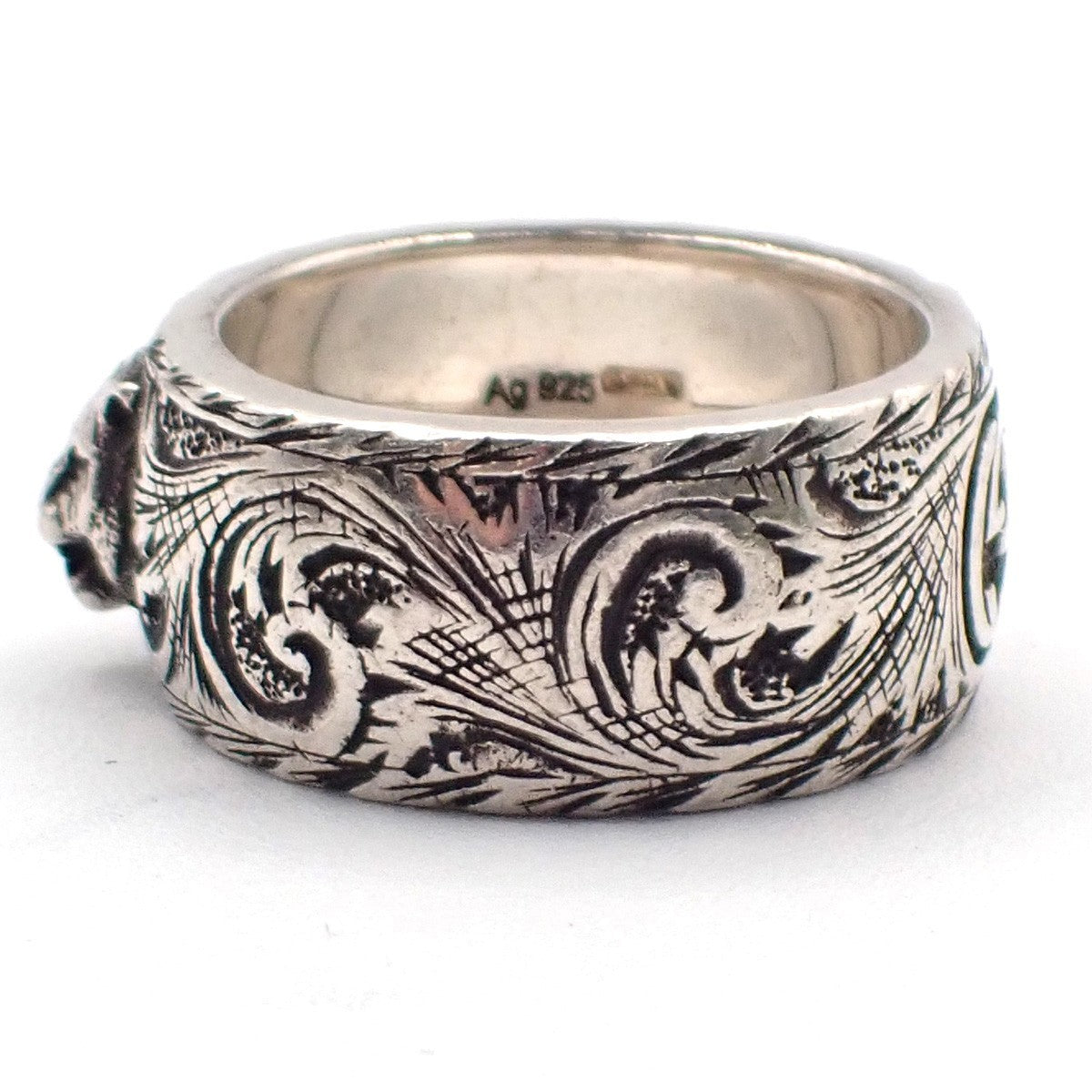 GUCCI GG Logo Tiger Head Ring Silver 925 Size JP 15/ US 7.5 Italy 63RL804