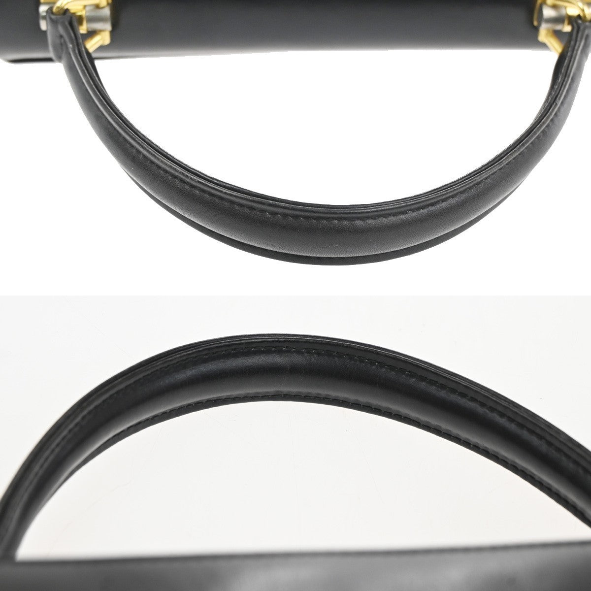 GUCCI Logo Top Handle Hand Bag Leather Black GHW Italy 62KC512