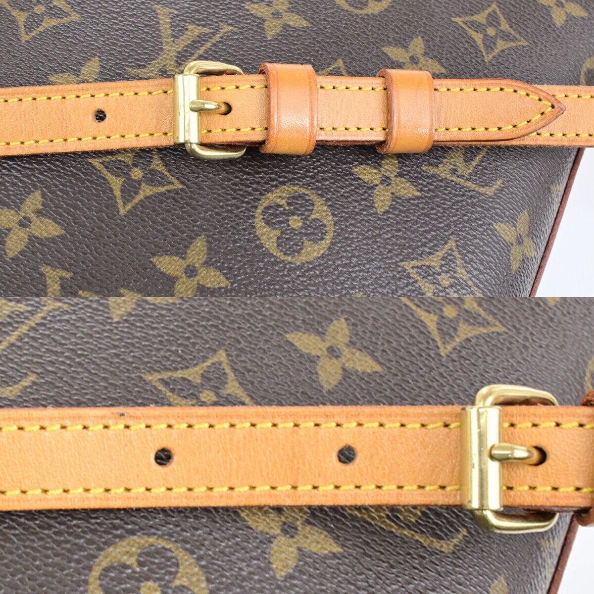 LOUIS VUITTON Logo Drouot Shoulder Bag Monogram Leather Brown M51290 75KA502