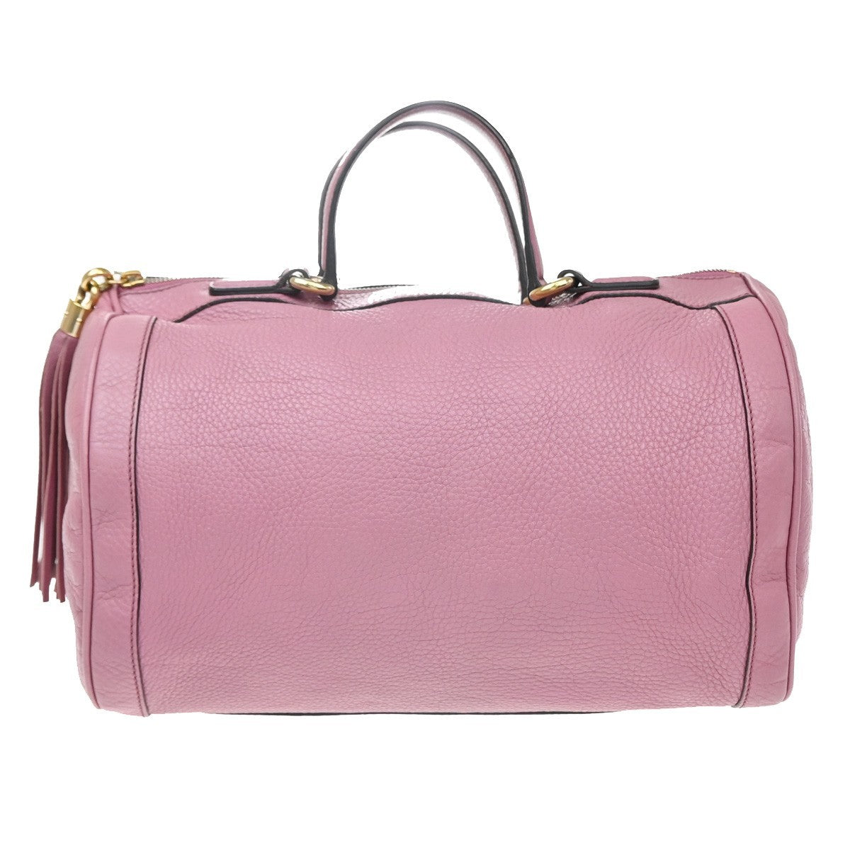 GUCCI GG Logo Soho Boston Hand Bag Tassel Leather Pink GHW Italy 72YJ128