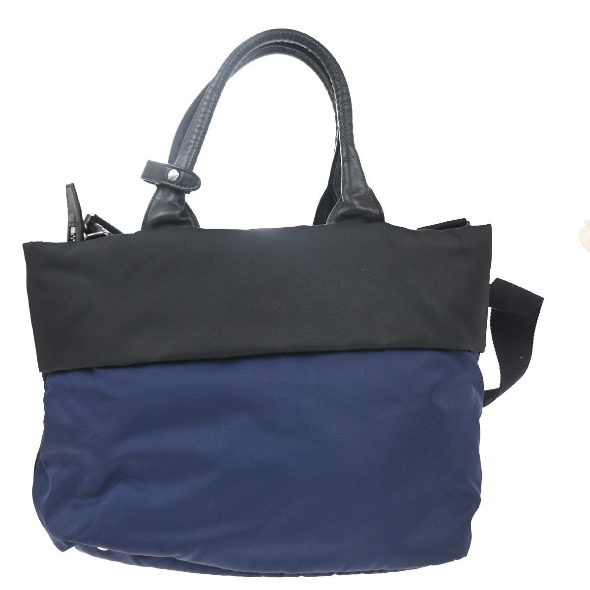 PRADA Tessuto Bicolor 2Way Shoulder Hand Bag Nylon Leather Black Blue 77KC624