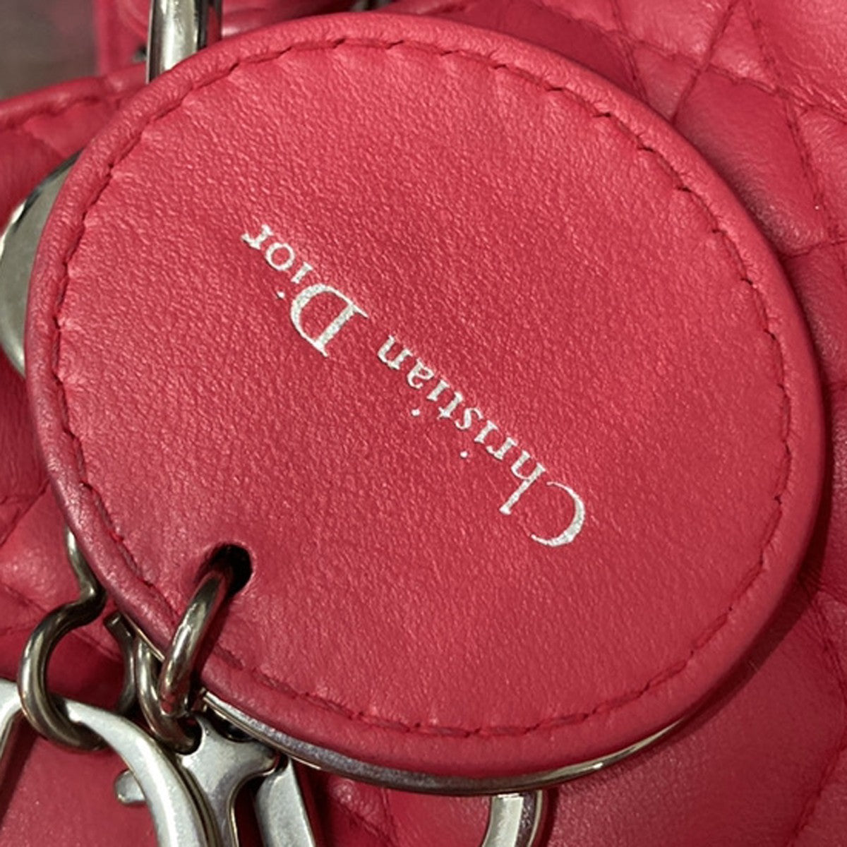 CHRISTIAN DIOR Lady Cannage 2Way Shoulder Hand Bag Leather Pink SHW 683RF675