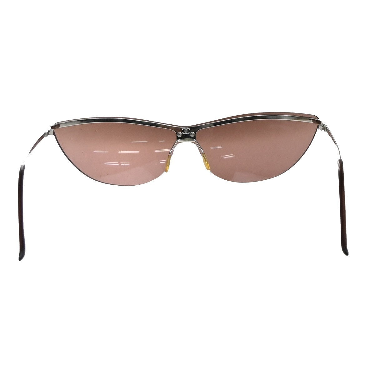 CHANEL CC Logo Sunglasses Eye Wear Plastic Metal Brown Silver 4041 33RP141