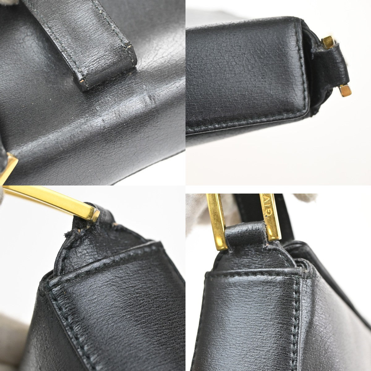 GIVENCHY Logo Shoulder Hand Bag Leather Black GHW Italy 07CA934