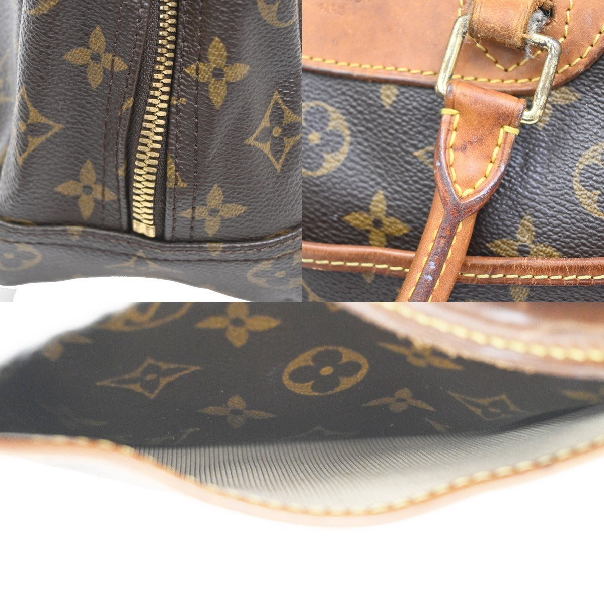 LOUIS VUITTON LV Logo Trouville Hand Bag Monogram Leather Brown M42228 30CA542