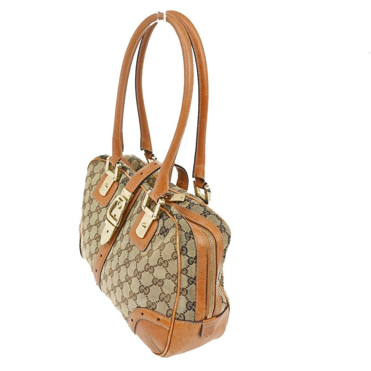 GUCCI GG Pattern Shoulder Tote Bag Canvas Leather Brown GHW Italy 80TA329