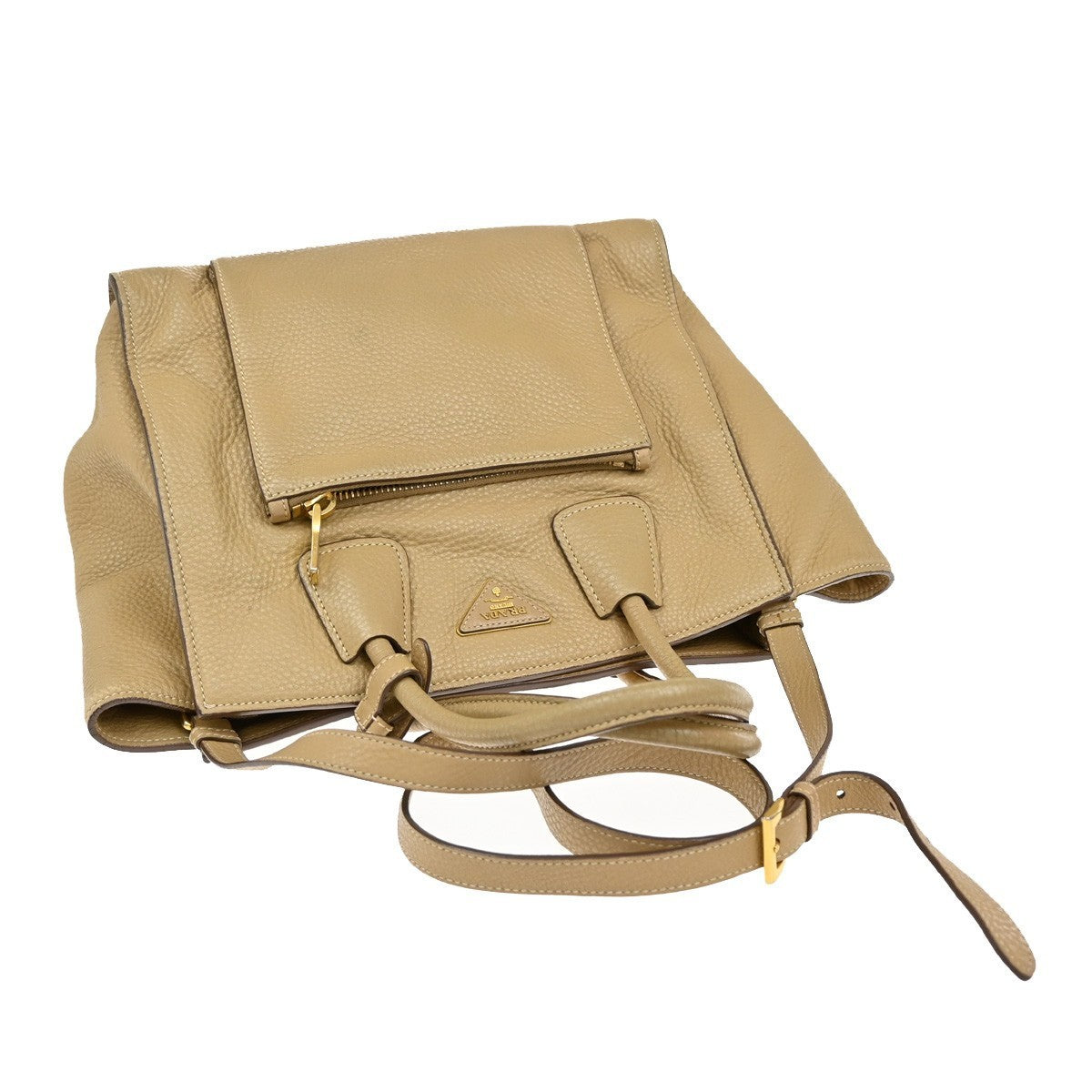 PRADA 2Way Shoulder Hand Tote Bag Vitello Daino Leather Beige GHW Italy 75KP078
