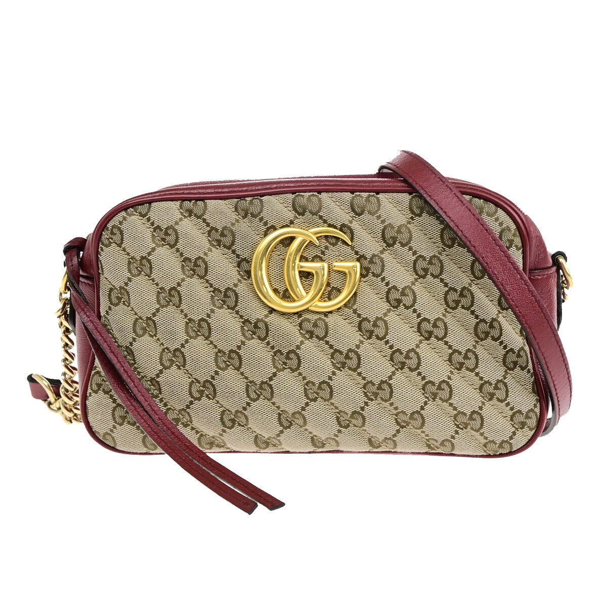 GUCCI Logo Marmont GG Pattern Chain Shoulder Bag Canvas Leather BN RD 600RJ991