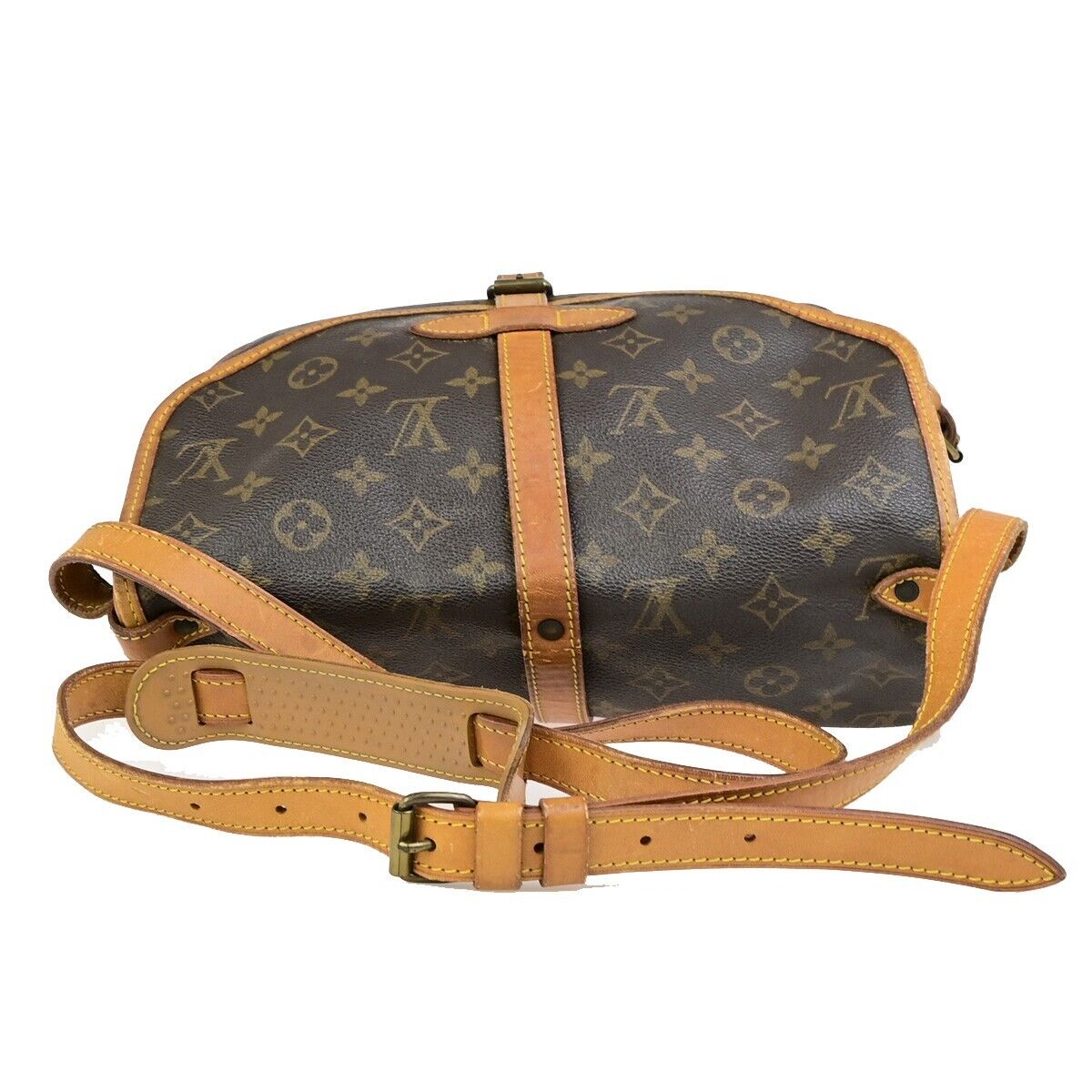 LOUIS VUITTON Logo Saumur 30 Shoulder Bag Monogram Leather Brown M42256 88ED062