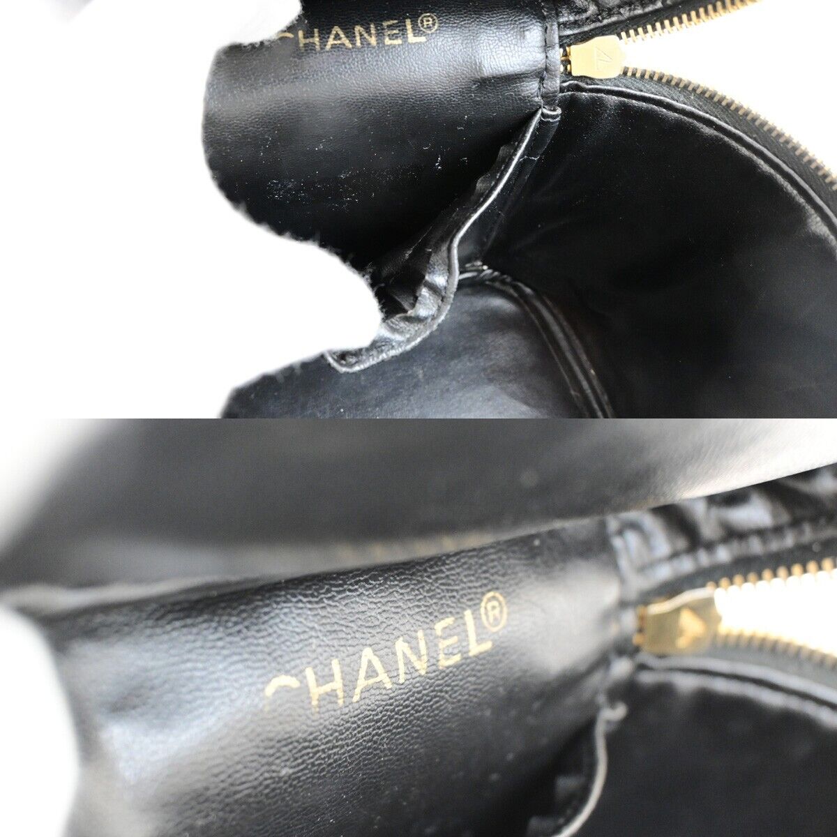 CHANEL CC Bicolore Vanity Cosmetic Hand Bag Leather Black GHW Italy 85FB314