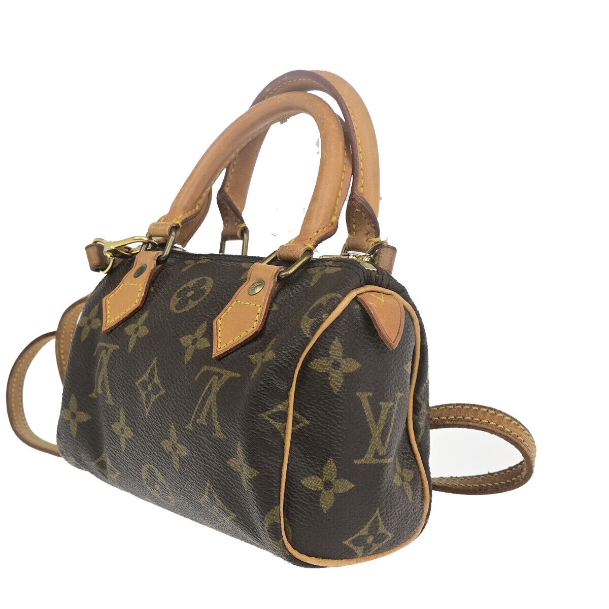 LOUIS VUITTON Mini Speedy 2Way Hand Bag Monogram Leather Brown M41534 97YF355
