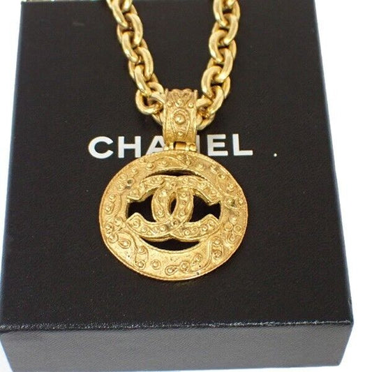 CHANEL CC Logo Chain Long Pendant Necklace 94A Gold Accessory Vinatge 633RJ029