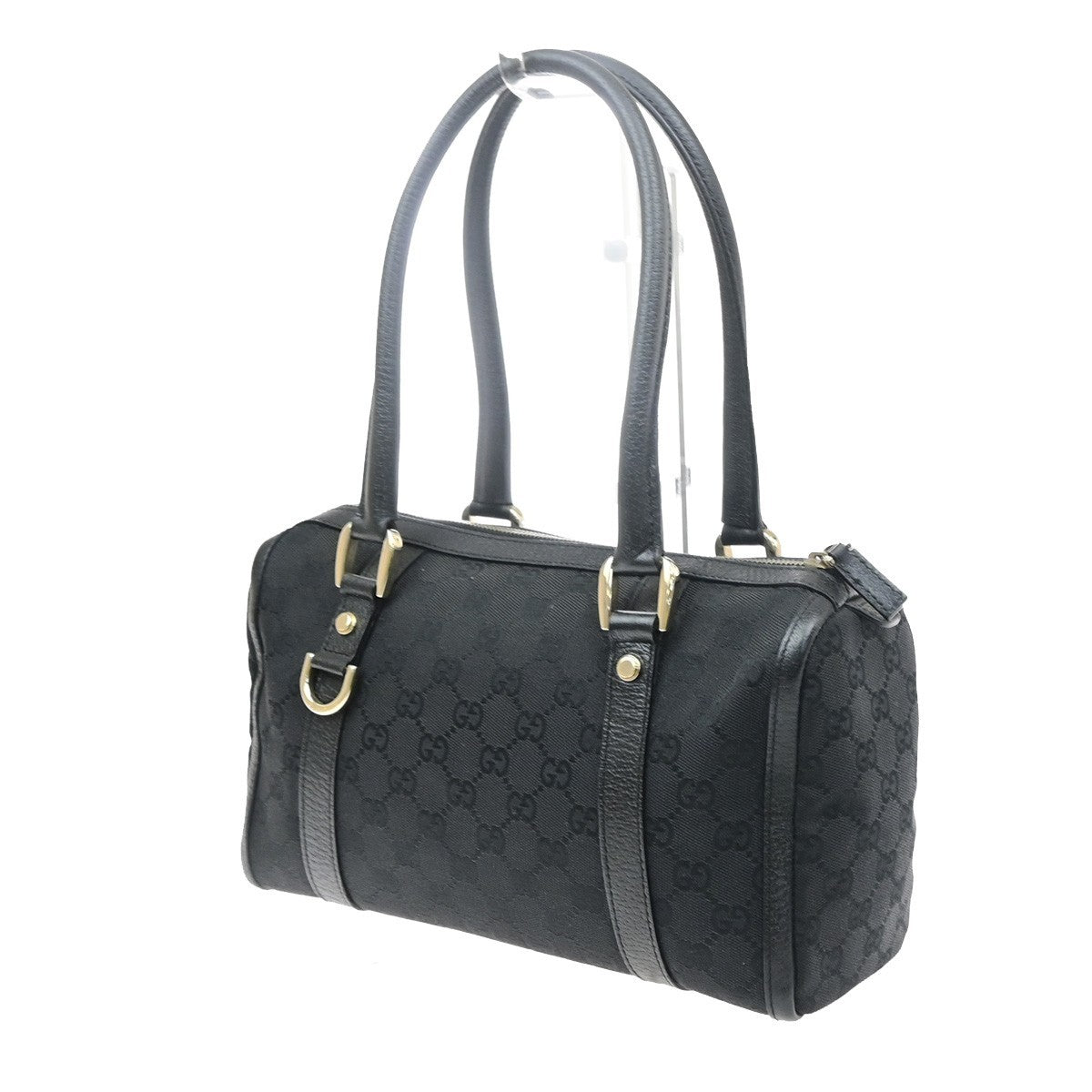 GUCCI Logo GG Pattern Abbey Shoulder Hand Bag Canvas Leather Black Italy 85SA159