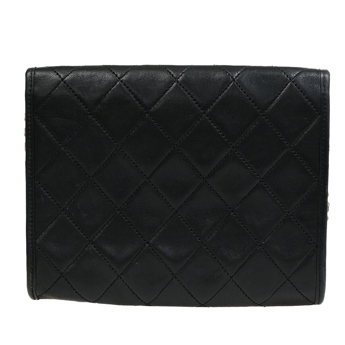 CHANEL CC Logo Mini Matelasse Chain Shoulder Bag Leather Black GHW 600RF228