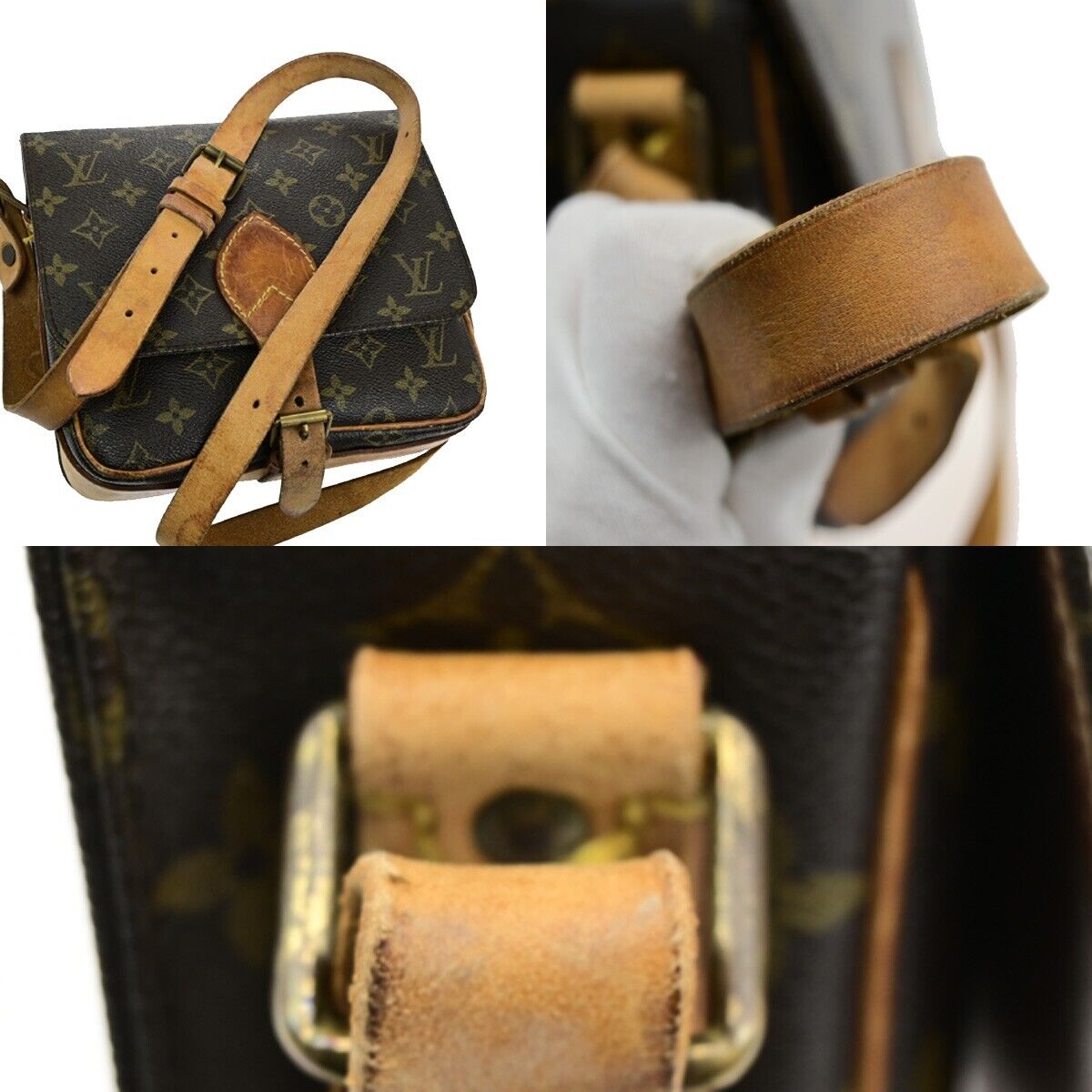 LOUIS VUITTON Cartouchiere MM Shoulder Bag Monogram Leather Brown M51253 33ED897