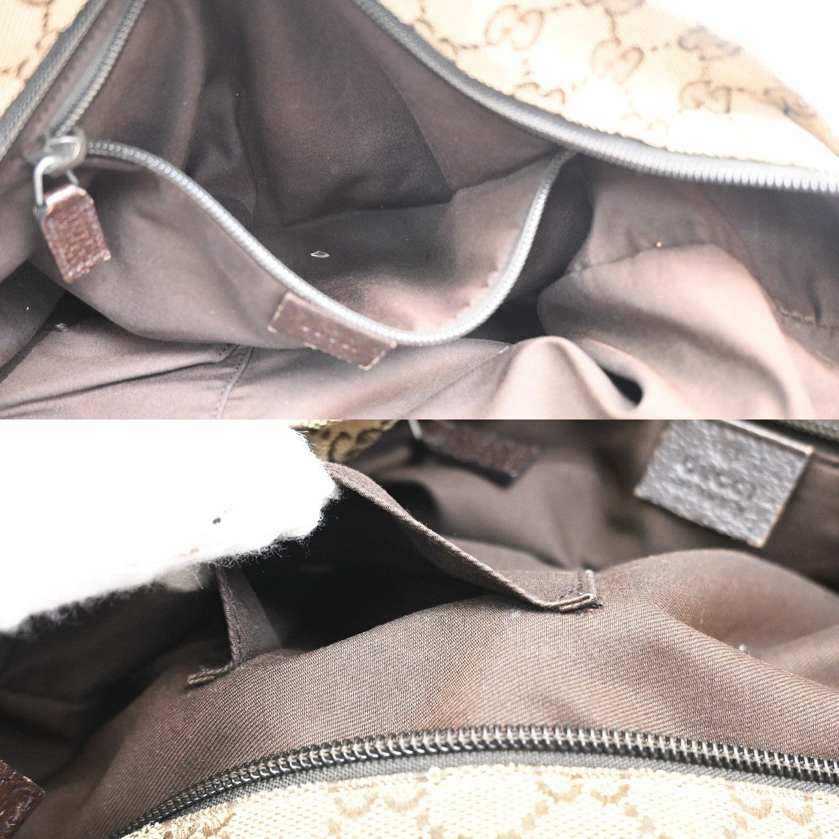 GUCCI Logo Sherry GG Pattern Hand Bag Canvas Leather Brown Italy 31CA550