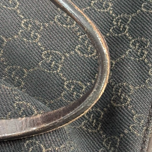 GUCCI Logo GG Pattern Shoulder Bag Canvas Leather Brown SHW Italy 04TA603