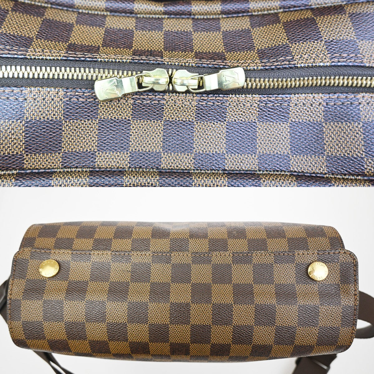 LOUIS VUITTON Naviglio Shoulder Bag Damier Ebene Leather Brown N45255 90TA040